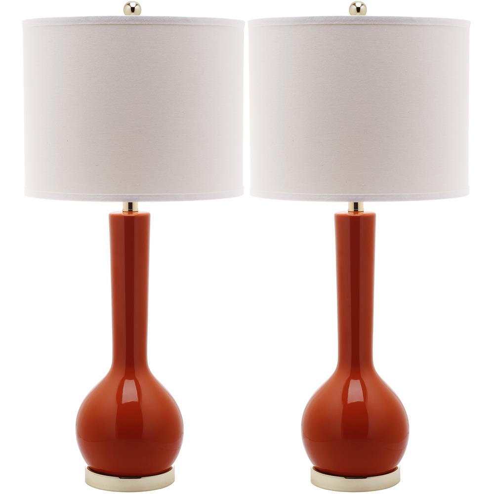 Safavieh LIT4091D MAE LONG NECK CERAMIC (SET OF 2) GOLD BASE AND NECK TABLE LAMP